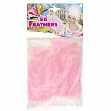 150x licht roze veren/sierveertjes decoratie/hobbymateriaal 17 cm
