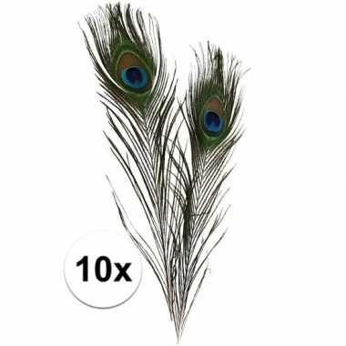 Decoratie pauwenveren 10 stuks