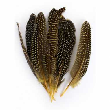 Parelhoen veren met stipjes 50 stuks